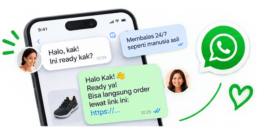 Ilustrasi CS AI membalas WhatsApp otomatis